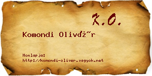 Komondi Olivér névjegykártya
